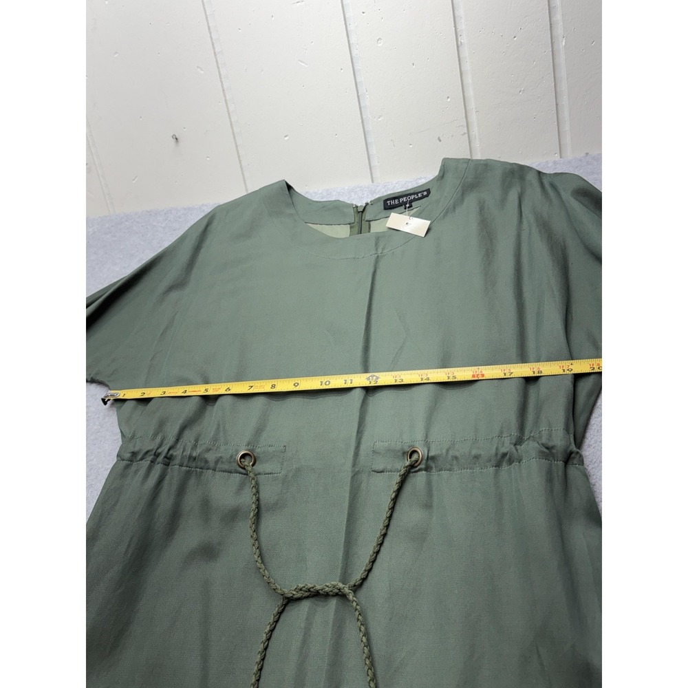 THE PEOPLE'S Womens‎ M Olive Green Maxi Shift Dress Drawstring Waist 3/4 Sleeve - Picture 10 of 14